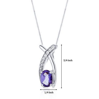 Oravo Lucid Elegance 1.00 Carats Oval Cut Alexandrite Pendant in Sterling Silver
