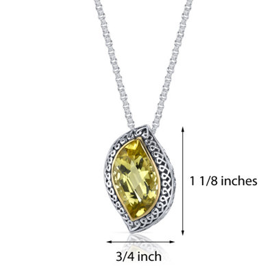 Oravo Leaf Cut 8.00 Carats Champagne Citrine Ribbon Motif Pendant in Sterling Silver