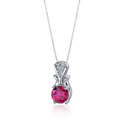 Oravo Regal Radiance 1.75 Carats Round Shape Ruby Pendant in Sterling Silver