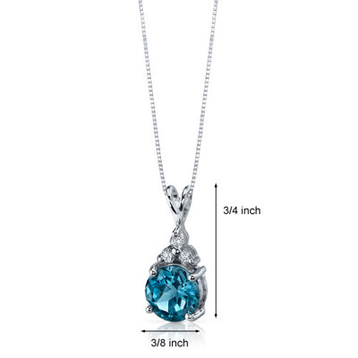 Oravo Refined Class 2.25 Carats Round Shape London Blue Topaz Pendant in Sterling Silver