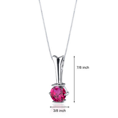 Oravo Simply Lucid 1.75 Carats Round Cut Ruby Pendant in Sterling Silver