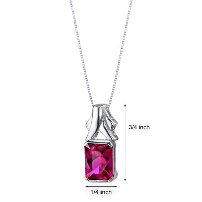 Oravo Lucid Elegance 2.75 Carats Radiant Cut Ruby Pendant in Sterling Silve