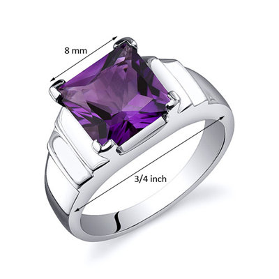 Oravo Step Design Princess Cut 3.25 carats Ring in Sterling Silver