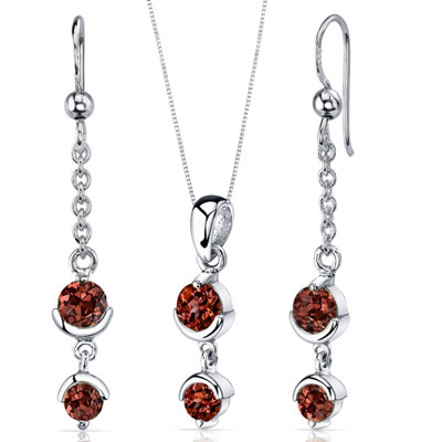 Oravo Round Cut Gemstone Simply Seductive Pendant Earrings Set