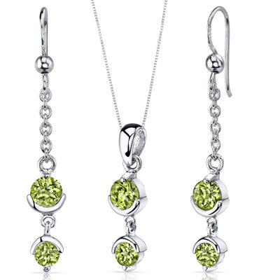Oravo Round Cut Gemstone Simply Seductive Pendant Earrings Set