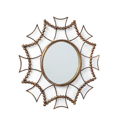 Ashton Sutton Shaped Gilt Wall Mirror in Distressed Gold