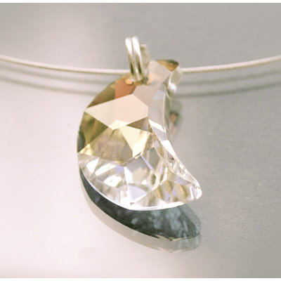 Anna Bloom Designs Sterling Silver Austrian Cut Crystal "Crescent Moon" Necklace