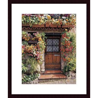 Flower Cottage Wood Framed Art Print