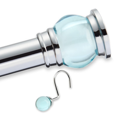 Elegant Home Fashions Thelan Finial Shower Rod and Hooks Set