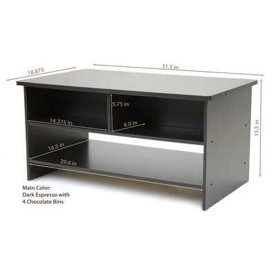 Furinno 1000 Series Center Coffee Table with 4 Bin-type Drawers