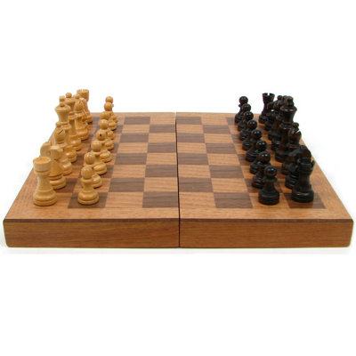 Trademark Global Chess Board Wooden Book Style with Staunton Chessmen