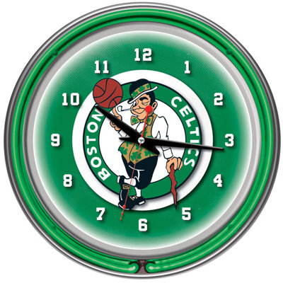 Trademark Global nBA Chrome Double Ring Neon Clock