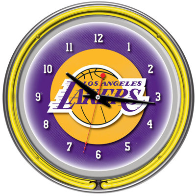 Trademark Global nBA Chrome Double Ring Neon Clock