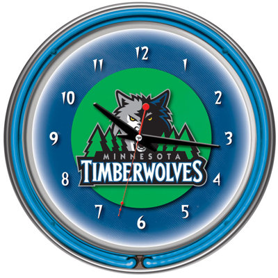 Trademark Global nBA Chrome Double Ring Neon Clock
