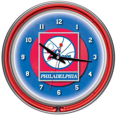 Trademark Global nBA Chrome Double Ring Neon Clock