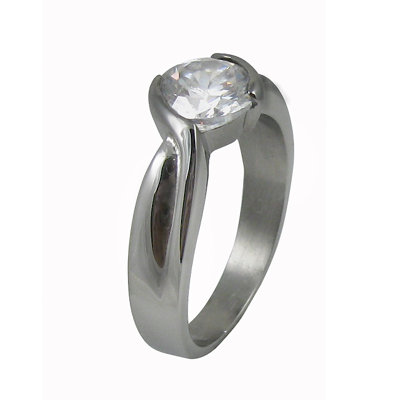 Trendbox Jewelry Round Cut Cubic Zirconia Twisted Band Engagement Ring