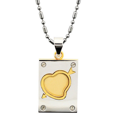 Two-tone Heart and Arrow Dog Tag Necklace