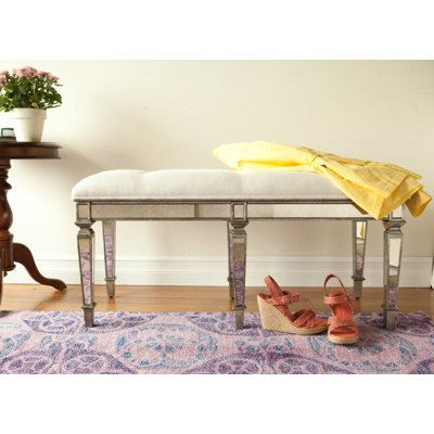 Butler Masterpiece Tufted Cotton Wooden Entryway Bench