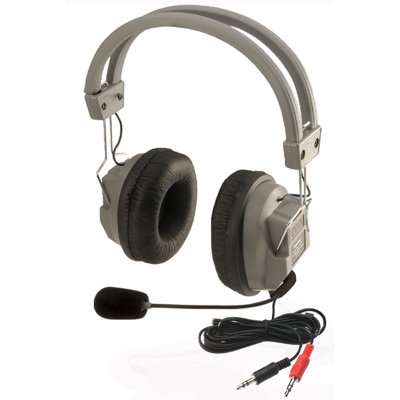 Hamilton Electronics Stereo Headphone with Built-In Boom Microphone in Medium Gray