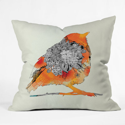 DENY Designs Iveta Abolina Orange Bird Throw Pillow