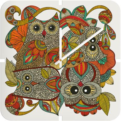 DENY Designs Valentina Ramos 4 Owls Clock