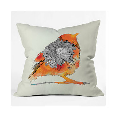 DENY Designs Iveta Abolina Orange Bird Throw Pillow