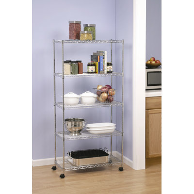 Seville Classics Five Shelf Home-Style Wire Shelving with Casters