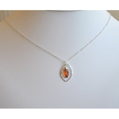 AEB Designs Sterling Silver Hessonite Leaf Necklace