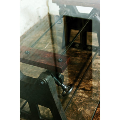 District Eight Design V3 Glass Press-Leg Dining Table
