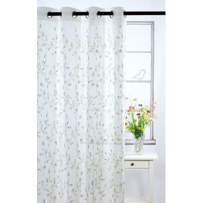 LJ Home Costello sheer ivory window panels with embroideries (set of 2)