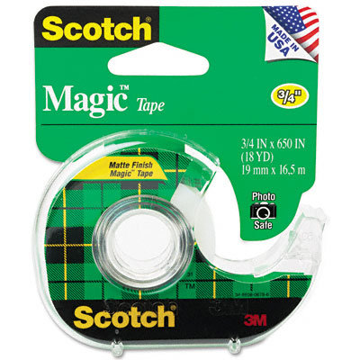 3M Magic Office Tape with Refillable Dispenser, 3/4" x 18 Yards, Clear                                                          