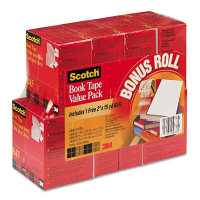 3M Book Repair Tape 8-Roll Multi-Pack, 15-Yard Rolls, 3" Core                                                                   