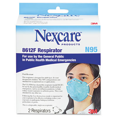 3M N95 Particle Respirator 8612F Mask, 2/Pack