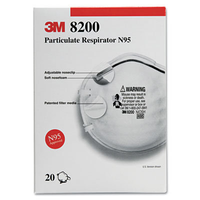3M N95 Particle Respirator 8200 Mask, 20/Box