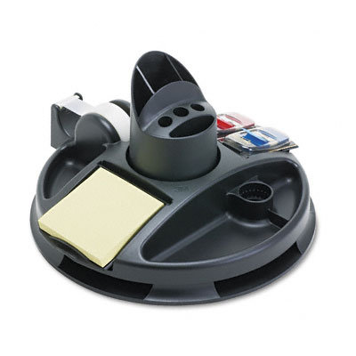 3M Rotary Self-Stick Notes Dispenser, Plastic, Rotary, 9 1/2 dia x 5 1/2h, Black                                                