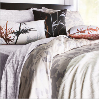 Inhabit Morning Glory Organic Bedding Collection in Silver