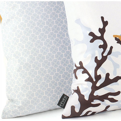 Inhabit Coral Throw Pillow in Aqua
