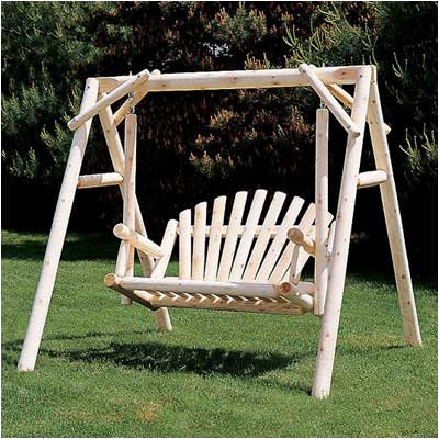 Rustic Natural Cedar Furniture Porch Swing with Stand
