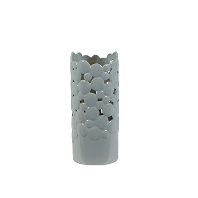 Urban Trends Light Grey Ceramic Vase Cut Design