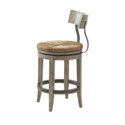 Lexington Twilight Bay Dalton Counter Stool in Distressed Textured Soft Taupe Gray