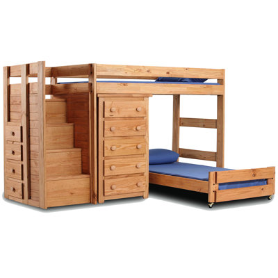 L-shaped Bunk Beds with Stairs