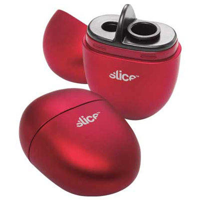 Slice Slanted-Tip Red Tweezers and Cosmetic Sharpener
