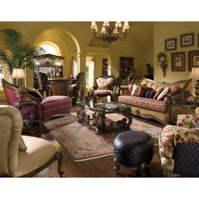 Michael Amini Oppulente Leather Chair and Ottoman