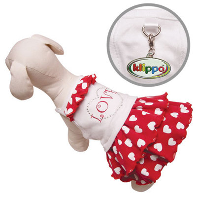 Klippo Pet Adorable Dog Sundress with Sparkling Rhinestones and Hearts