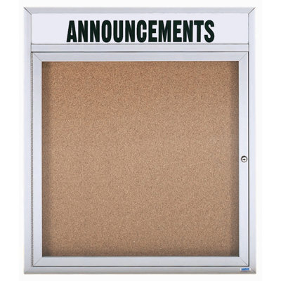 AARCO Enclosed Bulletin Board with Aluminum Frame and Header