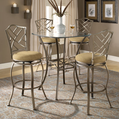 Hillsdale Furniture Brookside Bar Height Glass Bistro Table with Hanover Stools