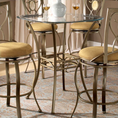 Hillsdale Furniture Brookside Bar Height Glass Bistro Table with Marin Stools