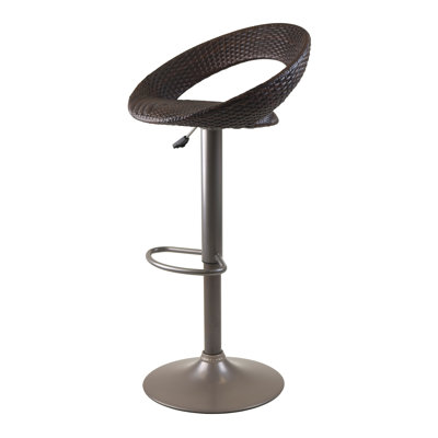 Winsome Bali Airlift Stool with Swivel Woven Seat in Cappuccino