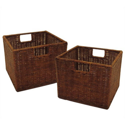 Winsome Set of 2 Espresso Small Storage Baskets