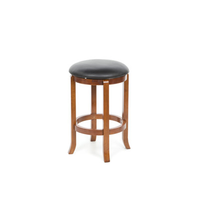 Winsome 24" Faux Leather Swivel Stool in Antique Walnut (Set of 2)
